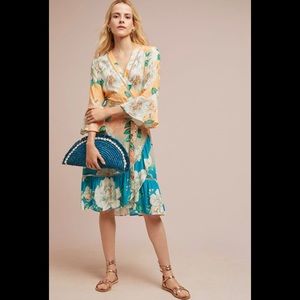 NWOT Anthropologie Farm Rio sunset floral wrap dress size XS petite